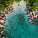Aerial view of Anse Lazio. One of the must see beaches on any Seychelles itinerary.